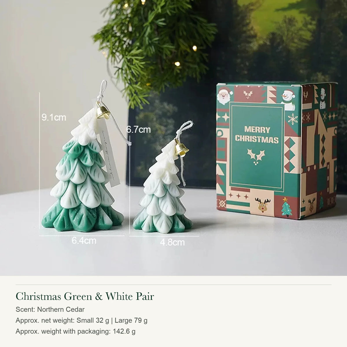 Snowy Christmas Tree Scented Candle Set