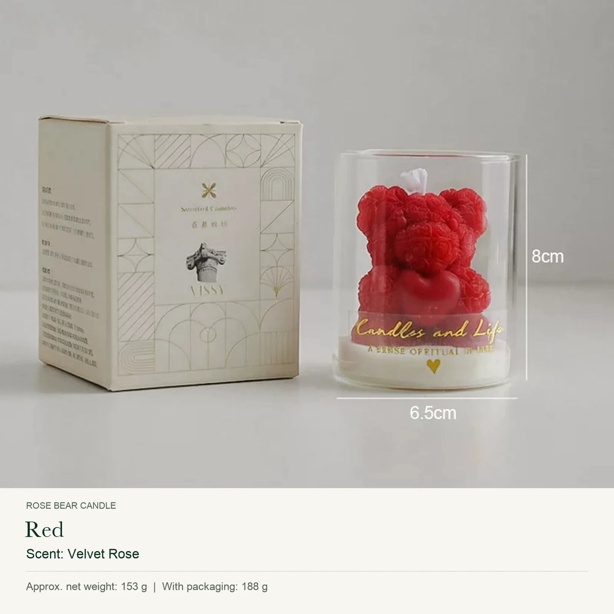 VOVVX Rose Bear Scented Candle in Glass
