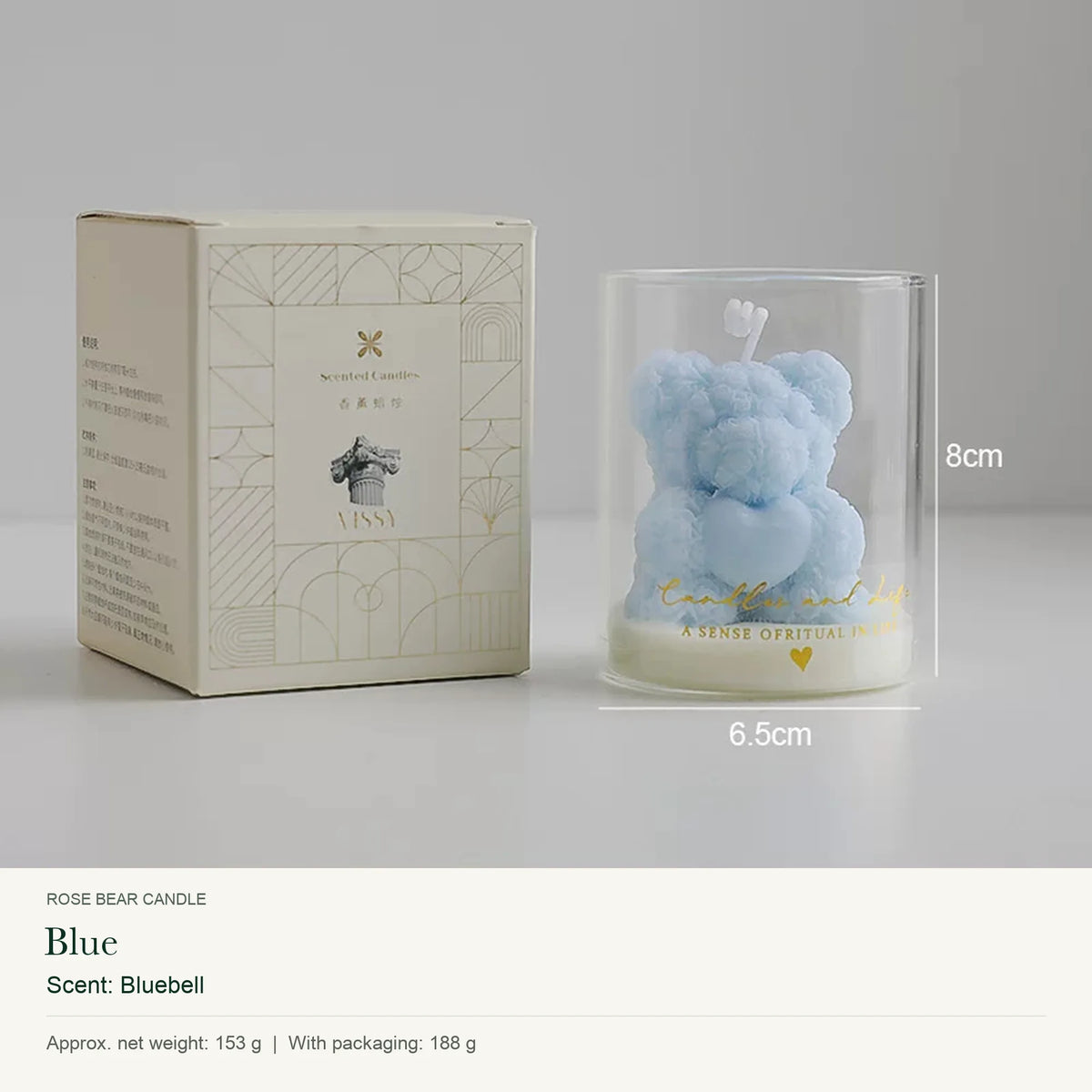 VOVVX Rose Bear Scented Candle in Glass