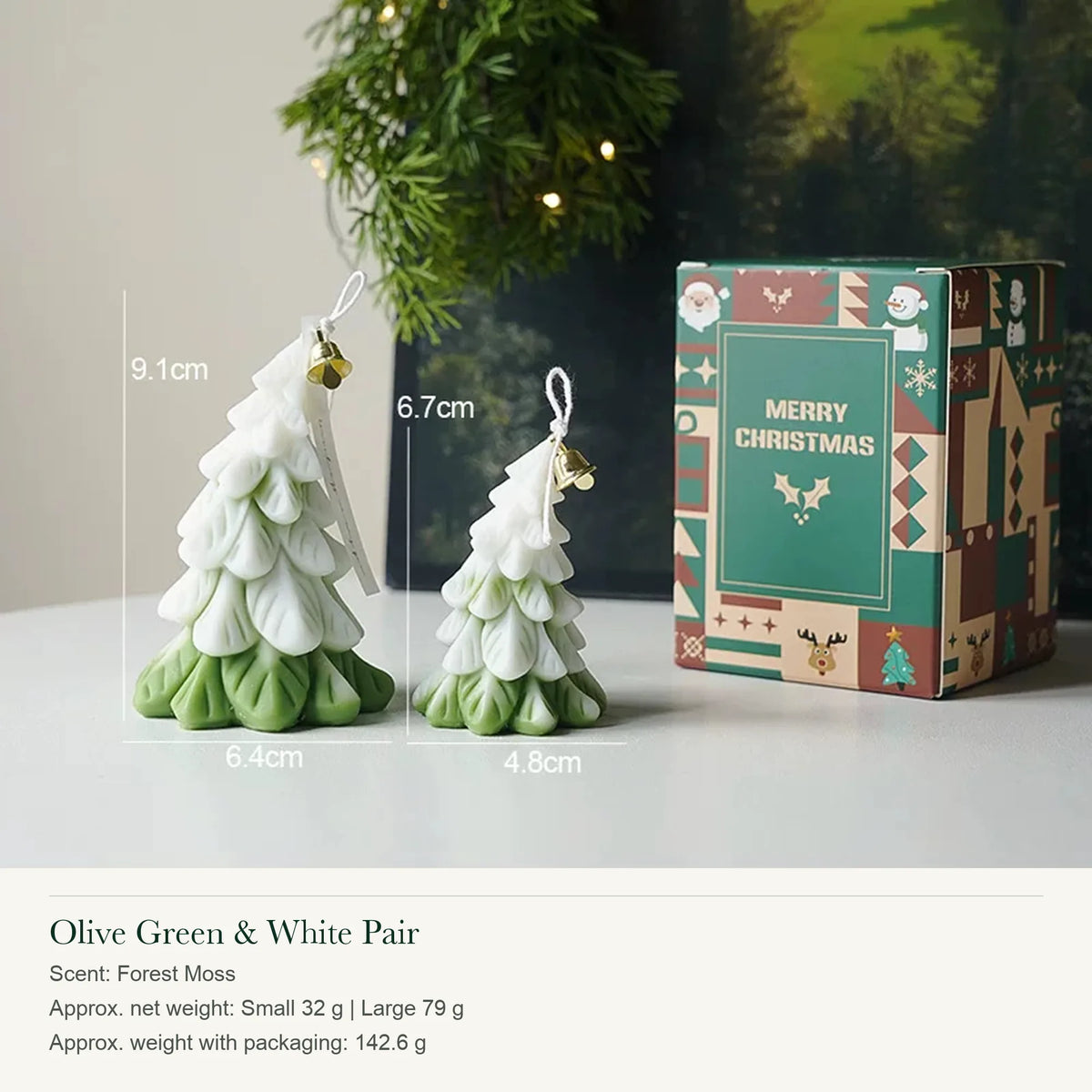 Snowy Christmas Tree Scented Candle Set
